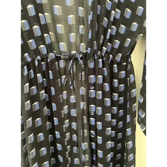 Evarae Silk Sheer Geometric Print Swim Cover up Dress Duster Kimonno Size small - Picture 4 of 11